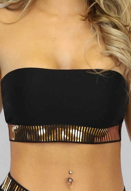 NEW1506 Zwart met Gouden Bandeau Bikinitop