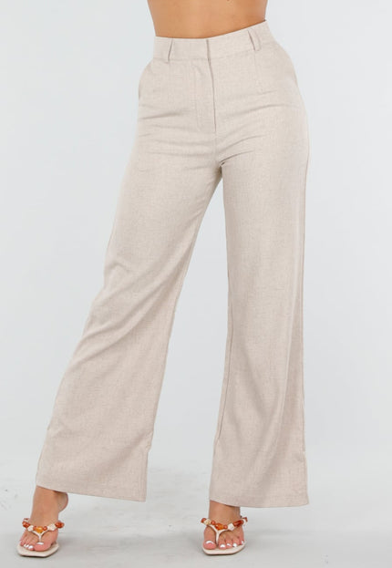 NEW150726 Beige Wide Leg Pantalon