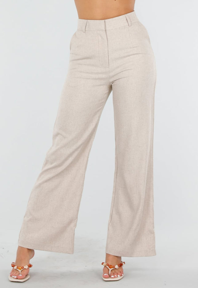 NEW150726 Beige Wide Leg Pantalon