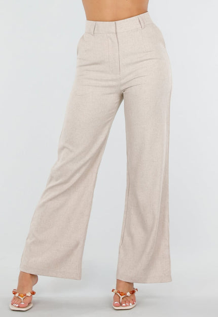 NEW150726 Beige Wide Leg Pantalon