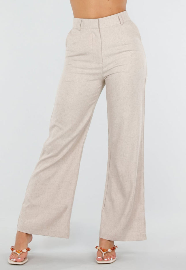 NEW150726 Beige Wide Leg Pantalon