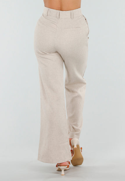 NEW150726 Beige Wide Leg Pantalon