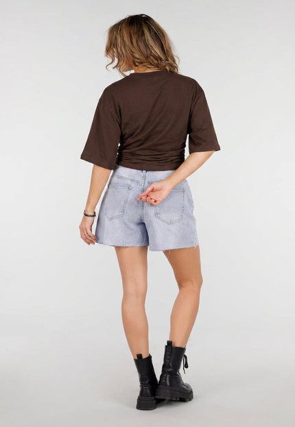 NEW150726 Bruin Oversized T-shirt Taille Scrunch
