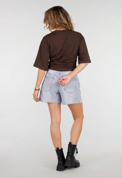 NEW150726 Bruin Oversized T-shirt Taille Scrunch