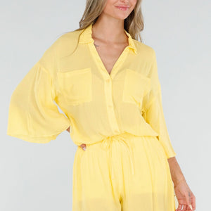NEW150726 Butter Yellow Blouse en Short Set