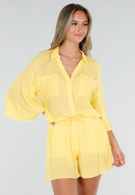 NEW150726 Butter Yellow Blouse en Short Set