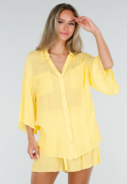 NEW150726 Butter Yellow Blouse en Short Set