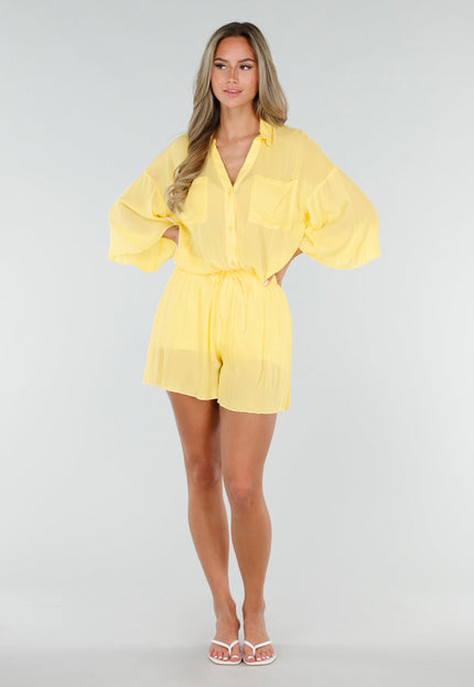 NEW150726 Butter Yellow Blouse en Short Set