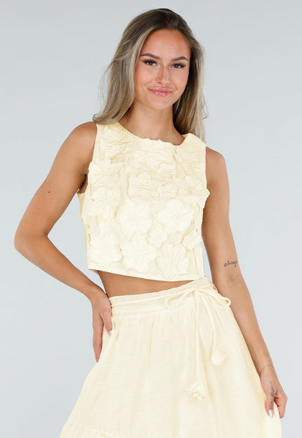 NEW150726 Gele Bloemen Crop Top