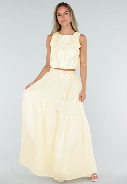 NEW150726 Gele Bloemen Crop Top
