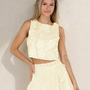 NEW150726 Gele Bloemen Crop Top