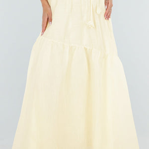 NEW150726 Gele Maxi Rok met Strikceintuur