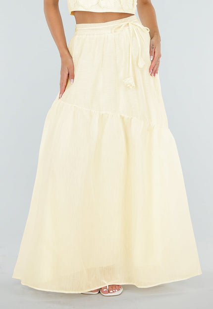 NEW150726 Gele Maxi Rok met Strikceintuur