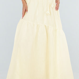 NEW150726 Gele Maxi Rok met Strikceintuur