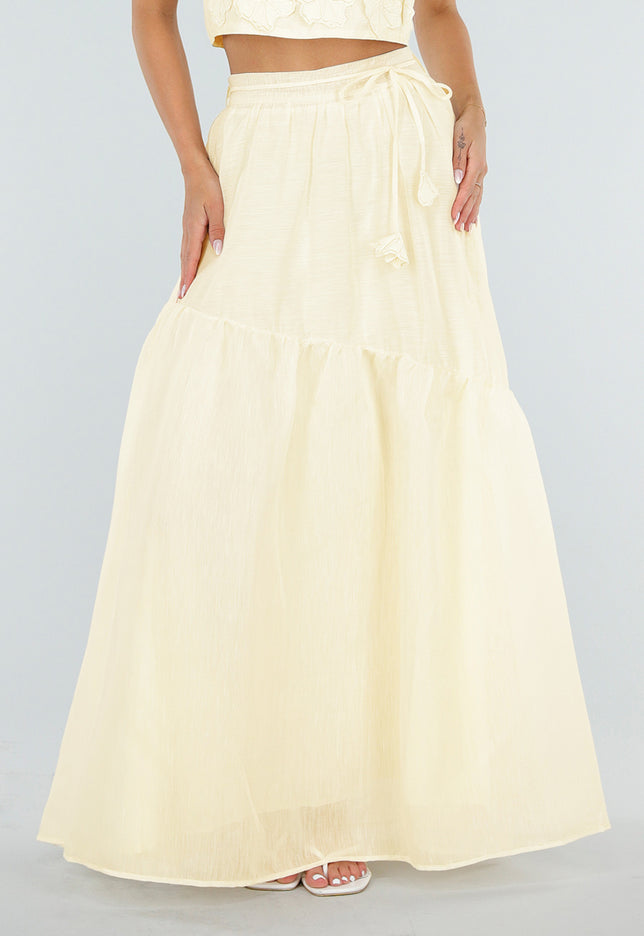 NEW150726 Gele Maxi Rok met Strikceintuur