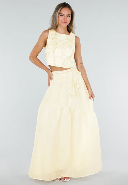 NEW150726 Gele Maxi Rok met Strikceintuur
