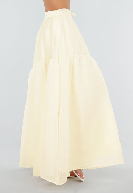 NEW150726 Gele Maxi Rok met Strikceintuur