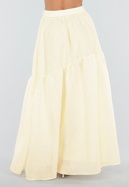 NEW150726 Gele Maxi Rok met Strikceintuur