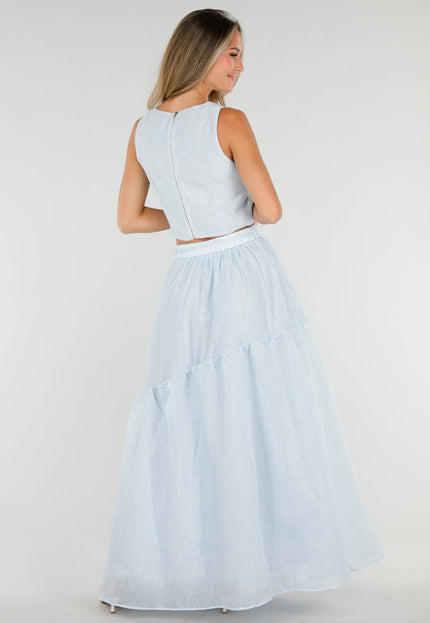 NEW150726 Lichtblauwe Bloemen Crop Top