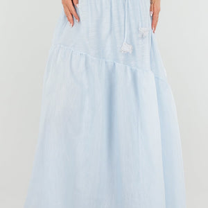 NEW150726 Lichtblauwe Maxi Rok met Strikceintuur