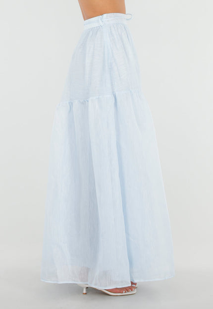 NEW150726 Lichtblauwe Maxi Rok met Strikceintuur