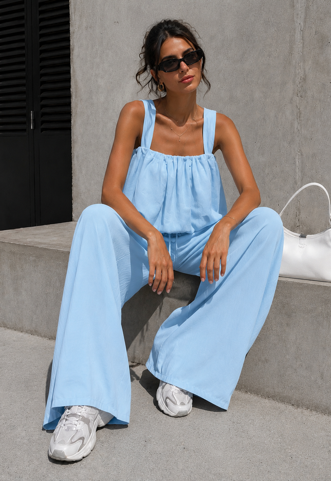 NEW150726 Lichtblauwe Stretch Two Piece Set