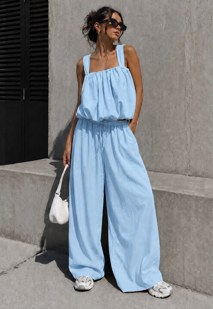 NEW150726 Lichtblauwe Stretch Two Piece Set