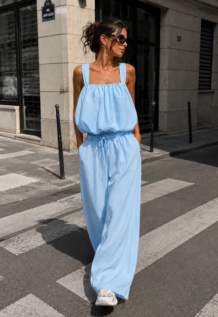 NEW150726 Lichtblauwe Stretch Two Piece Set