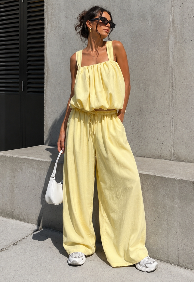NEW150726 Lichtgele Stretch Two Piece Set