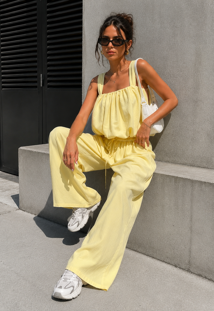 NEW150726 Lichtgele Stretch Two Piece Set