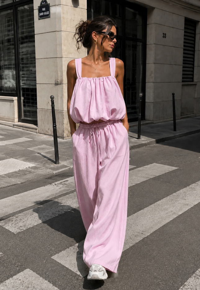NEW150726 Lichtroze Stretch Two Piece Set