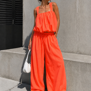 NEW150726 Neon Oranje Stretch Two Piece Set