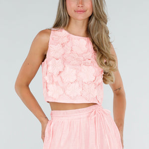 NEW150726 Roze Bloemen Crop Top