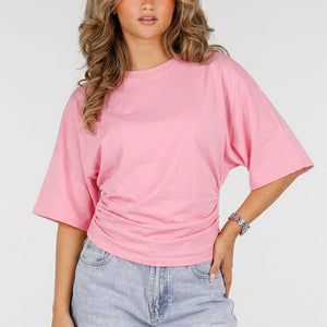 NEW150726 Roze Oversized T-shirt Taille Scrunch