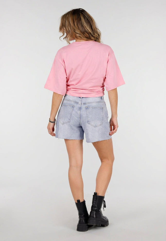 NEW150726 Roze Oversized T-shirt Taille Scrunch