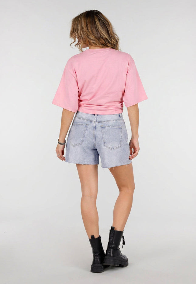 NEW150726 Roze Oversized T-shirt Taille Scrunch