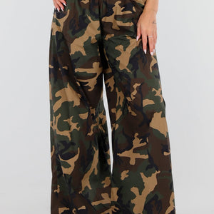 NEW150726 Wide Leg Broek met Camouflageprint
