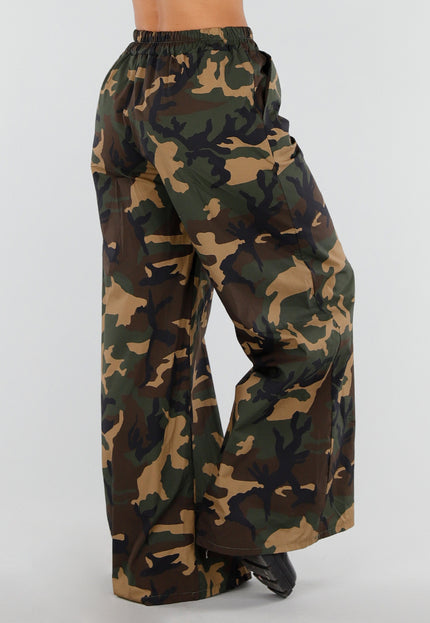 NEW150726 Wide Leg Broek met Camouflageprint