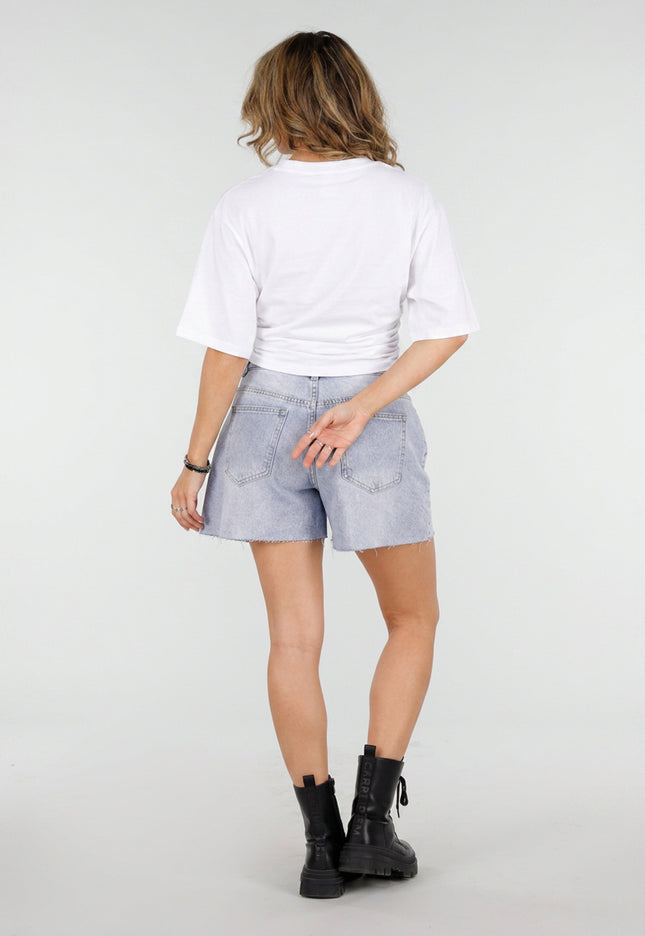 NEW150726 Wit Oversized T-shirt Taille Scrunch