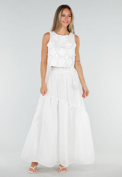 NEW150726 Witte Bloemen Crop Top