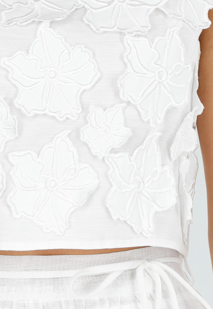 NEW150726 Witte Bloemen Crop Top