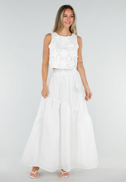 NEW150726 Witte Bloemen Crop Top