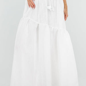 NEW150726 Witte Maxi Rok met Strikceintuur