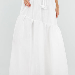 NEW150726 Witte Maxi Rok met Strikceintuur