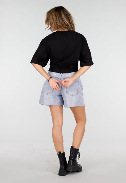 NEW150726 Zwart Oversized T-shirt Taille Scrunch