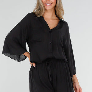 NEW150726 Zwarte Blouse en Short Set