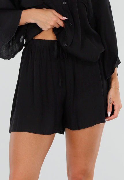 NEW150726 Zwarte Blouse en Short Set