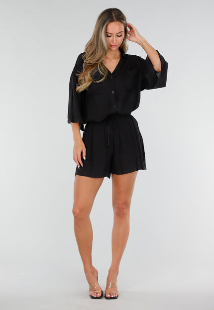 NEW150726 Zwarte Blouse en Short Set