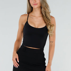 NEW150726 Zwarte Crop Top met Pads
