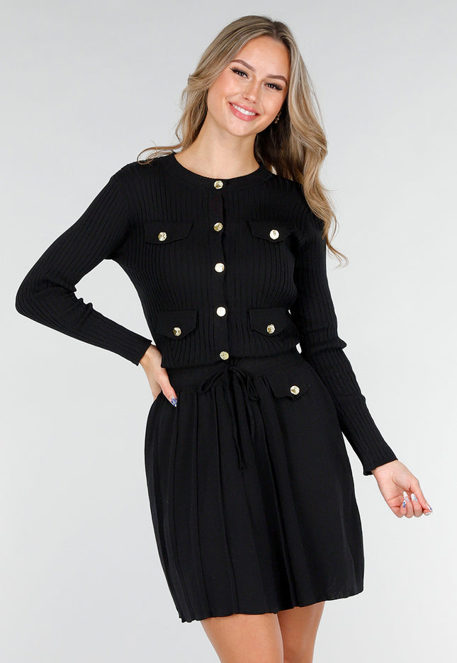 NEW151025 Zwarte Matchende Set met Stretch Rok